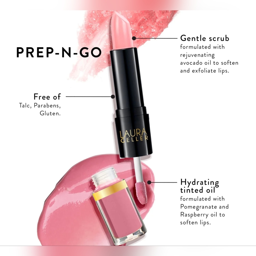 Laura Geller Prep-N-Go Lip Scrub and Oil Tint Color Finish Line New - Picture 7 of 8